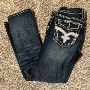 Rock revival dark wash capris